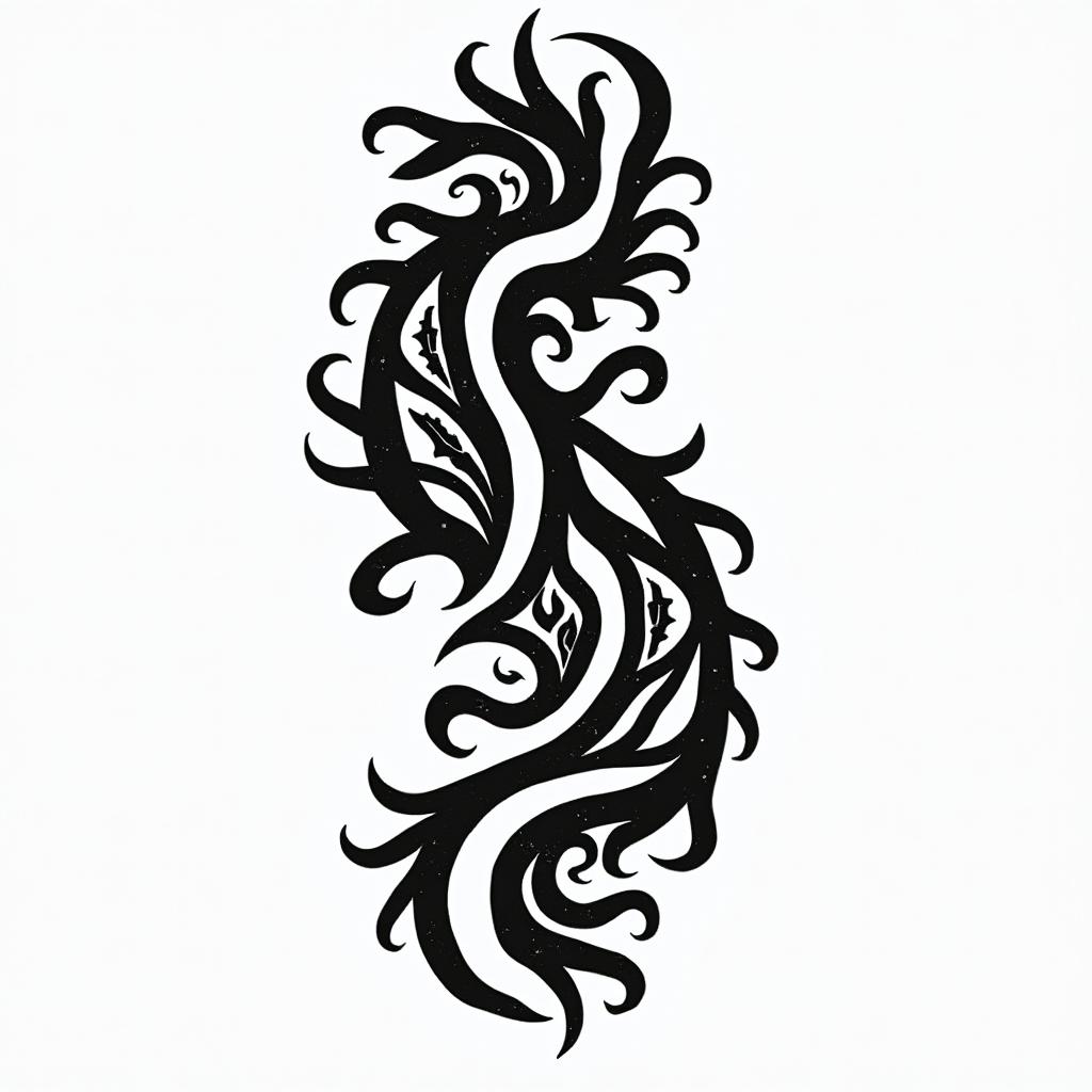 Filipino flag and great Britain flag combinationsin tribal tattoo style, featuring bold and black geometric shapes, curved lines, intertwine and flow seamlessly, creating a powerful and symbolic design, polynesian and maori styles