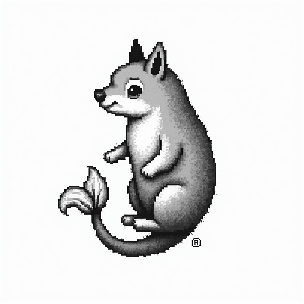 Samuele, half Italian and half English, who loves large animals and is a Pisces, lives in Italy.in 8-bit tattoo style, minimalistic pixel style tattoo, pixel art with simplified shapes and retro gaming visuals, inspired by 8-bit pixel based detailing - Variation 4