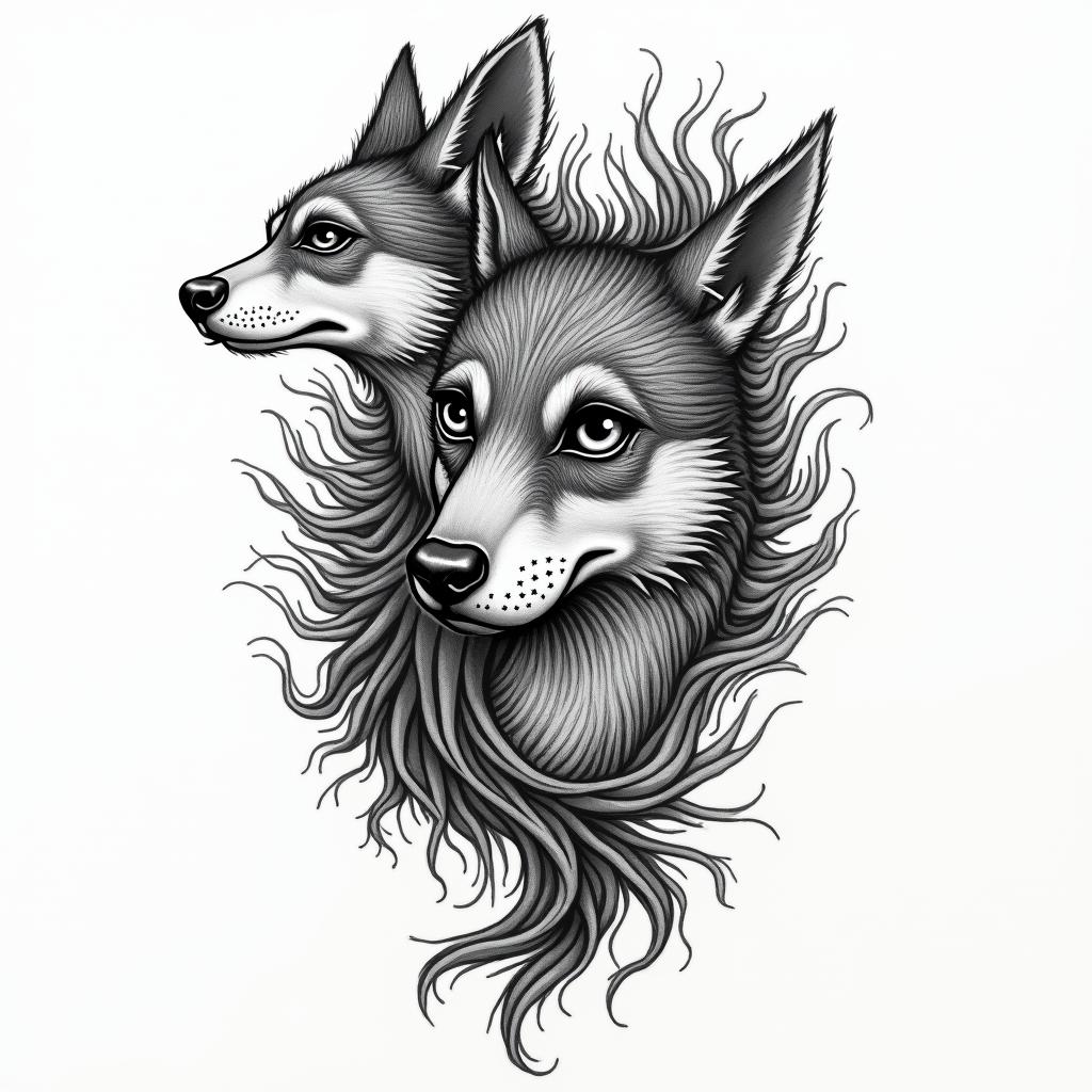 Samuele, half Italian and half English, who loves large animals and is a Pisces, lives in Italy.in authentic tattoo style, incorporating traditional modifications, bold black outlines, solid color fills, featuring classic authentic elements - Variation 3