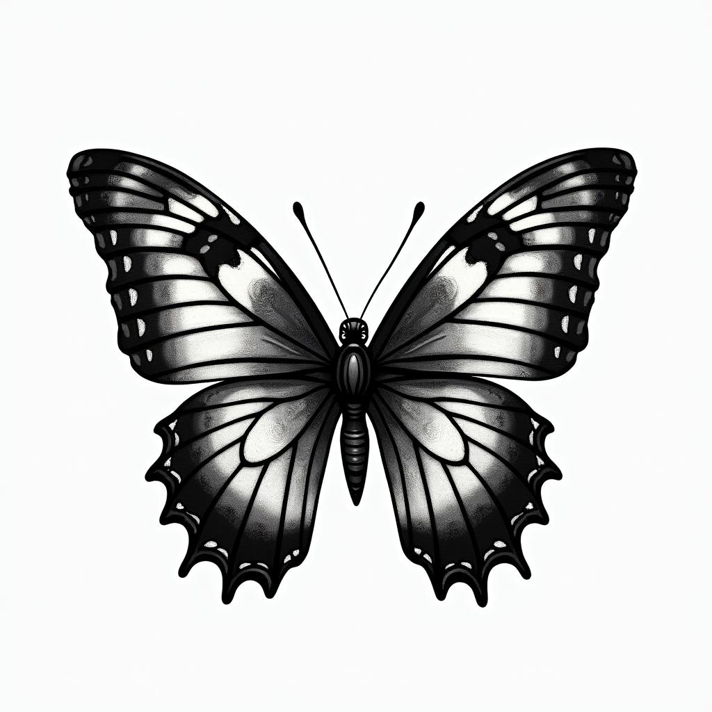 Butterfly with intricate wing patternshigly detailed tattoo - Variation 6