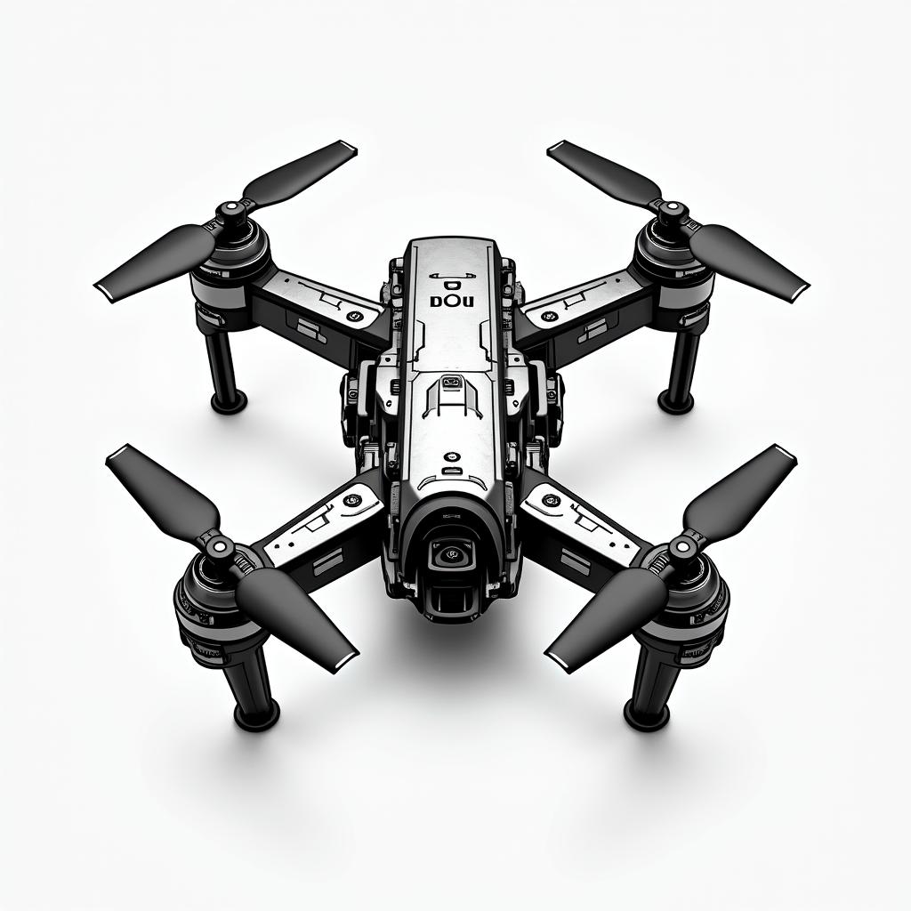 I want a picture of the DJI logo with some drones flying past ittattoo in biomechanic style, the tattoo covered by robotic elements of futuristic cyberpunk design, robotic features detail, showcasing intricate mechanical components - Variation 4