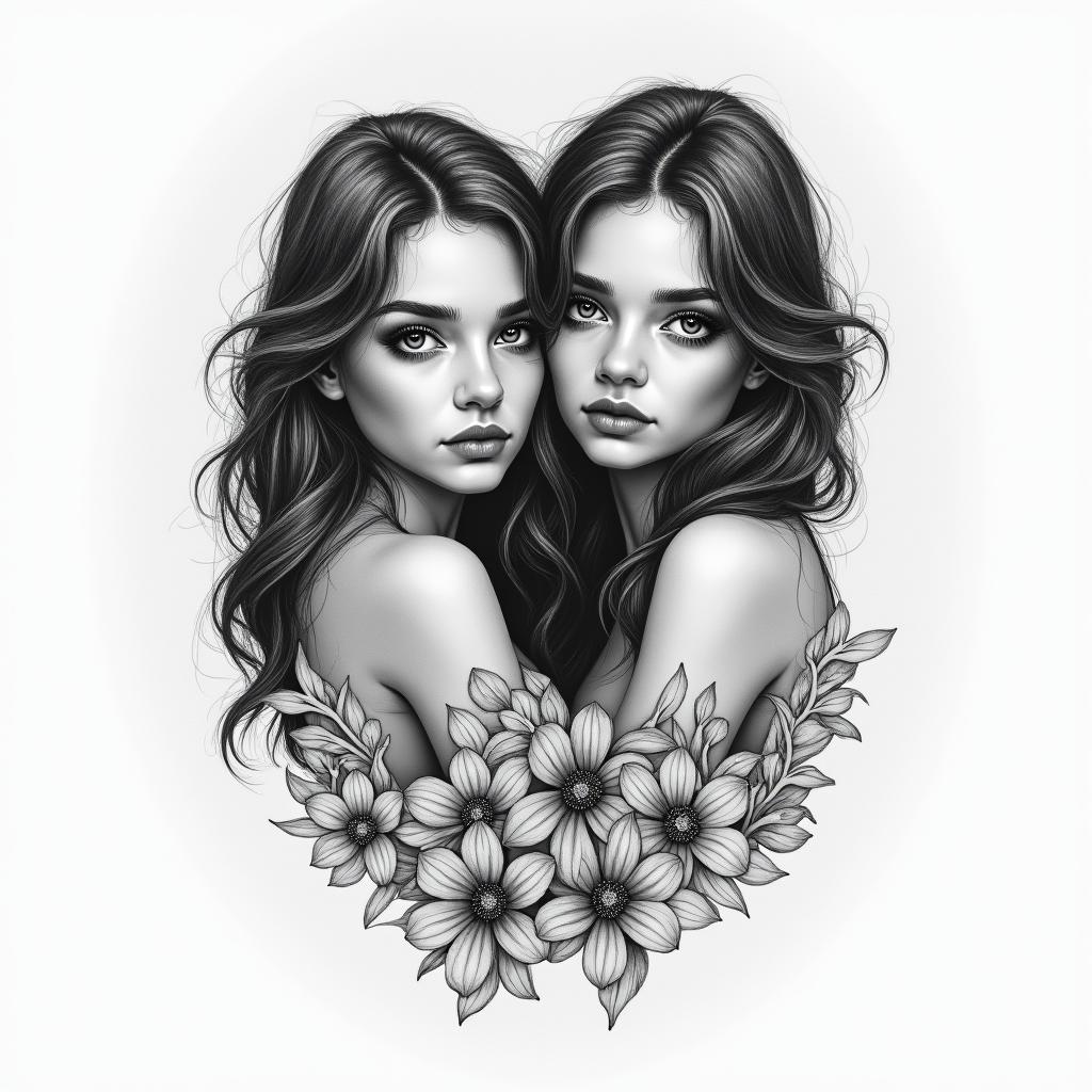 Luciana and Eva are the names of my two nieces, can you help me with that?higly detailed tattoo