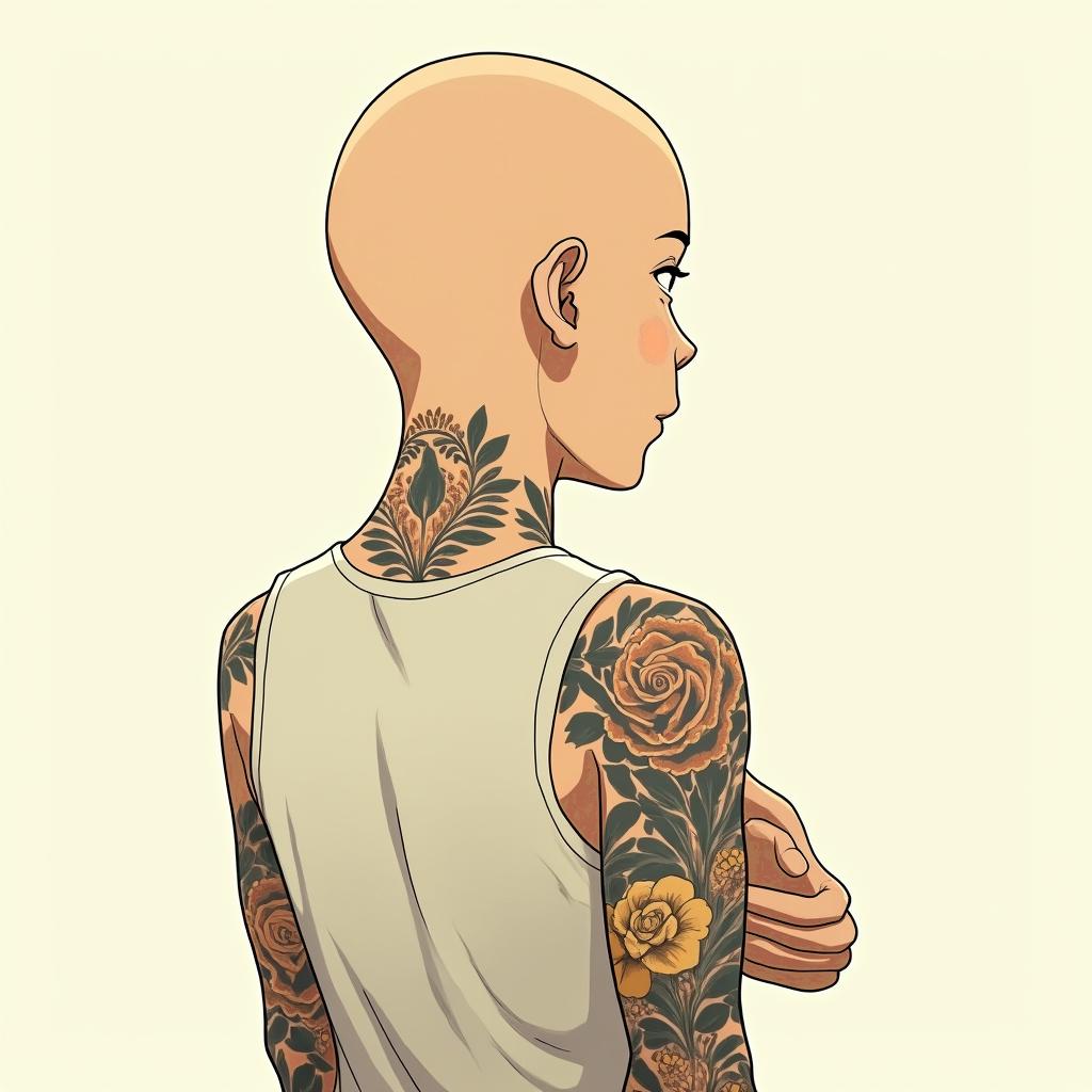 Samuele, half Italian and half English, loves big animals and is a Pisces who lives in Italy.Ghibli, Studio Ghibli aesthetic, hand-drawn anime style, retro nostalgic atmosphere, retro soft pastel color palette with earthy tones, retro Japanese cinematic shot, yellow tint effect, bald character, smooth surface, anime shadow 90's anime style