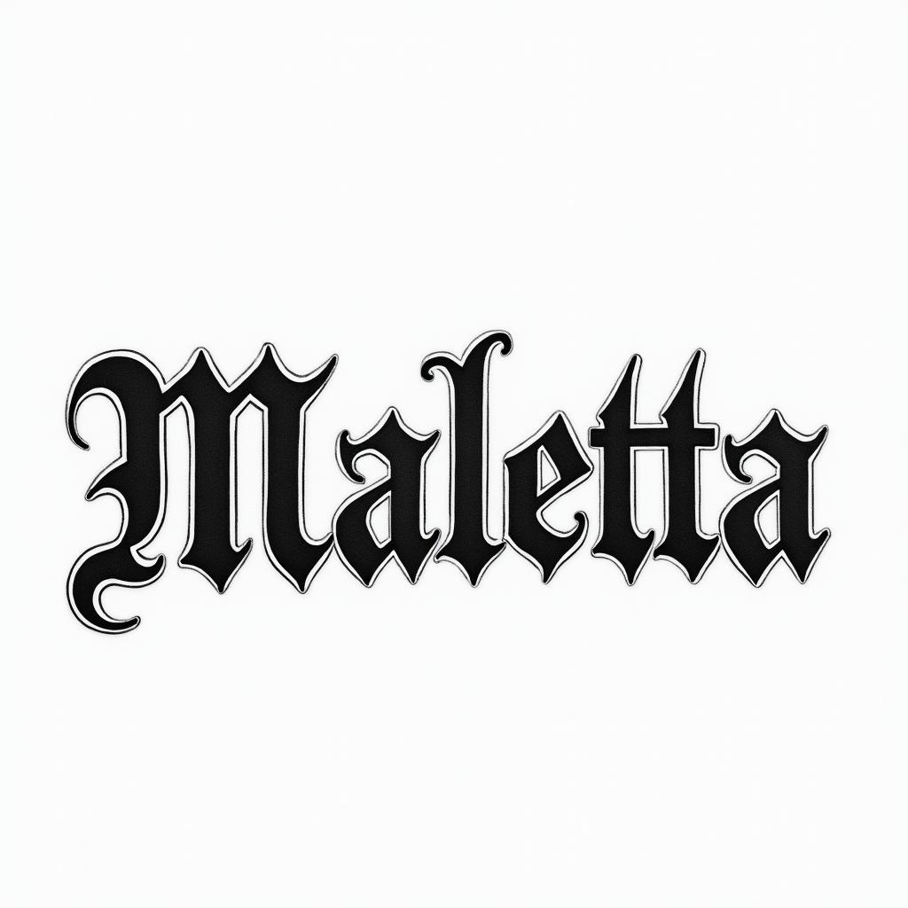 Malettatext-based tattoo, gothic font ultra-realistic, perfectly placed, high-quality font design, photo-realistic shading, 8k, high quality, finely detailed typography