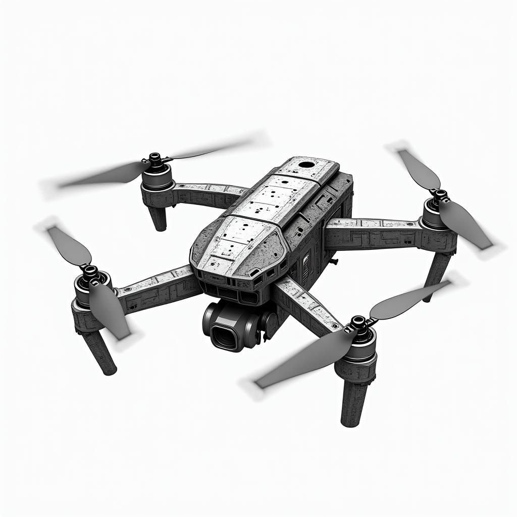 DJI Avata 2 in flighttattoo in biomechanic style, the tattoo covered by robotic elements of futuristic cyberpunk design, robotic features detail, showcasing intricate mechanical components - Variation 4