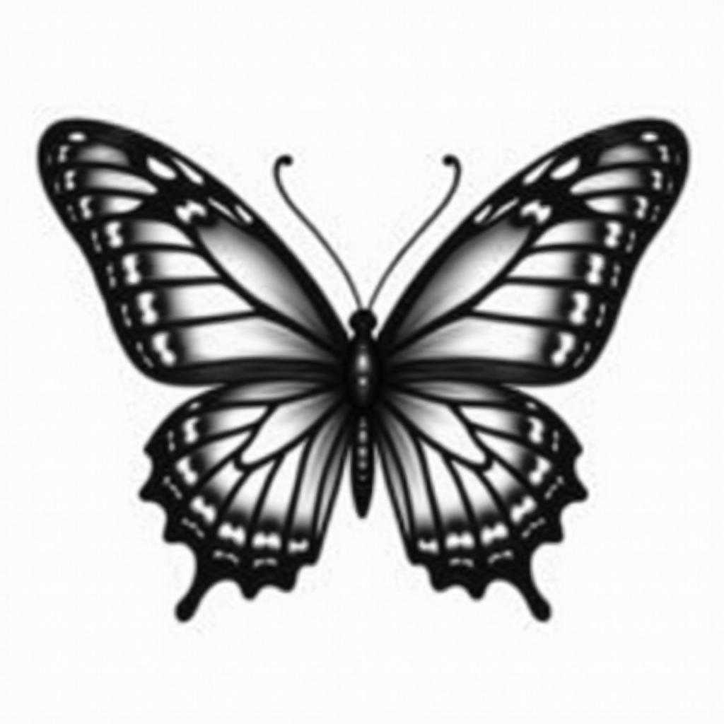 Butterfly with intricate wing patternshigly detailed tattoo - Variation 2