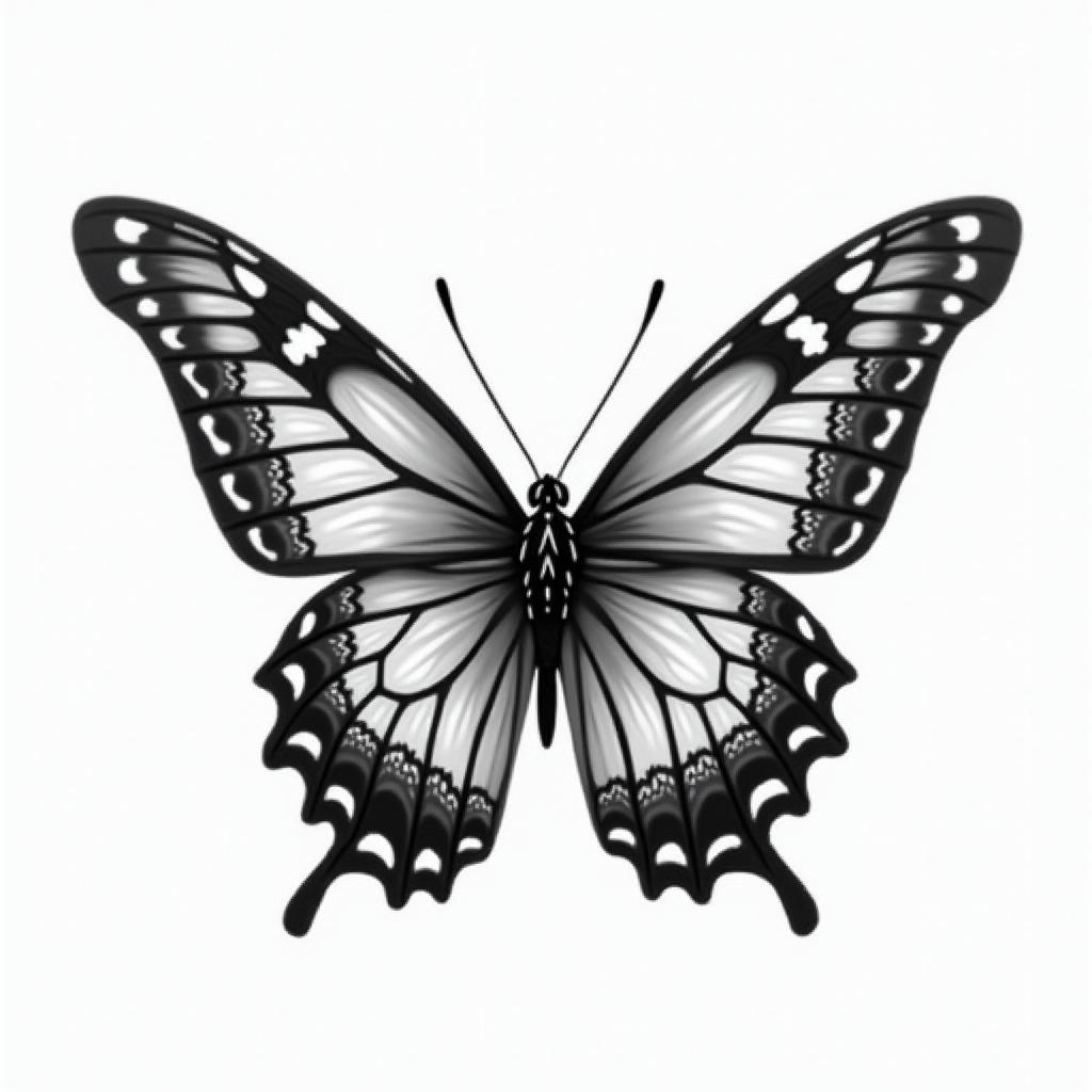 Butterfly with intricate wing patternshigly detailed tattoo - Variation 4