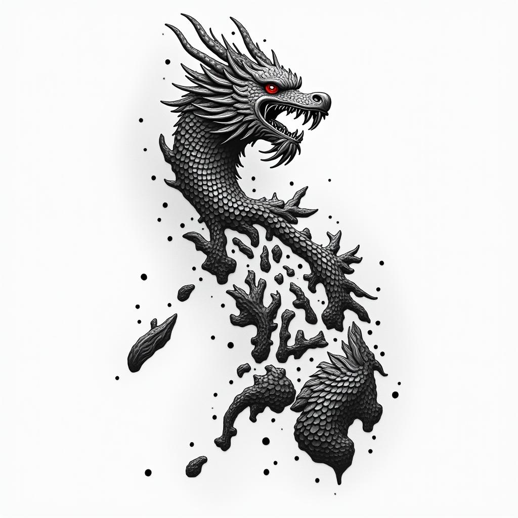 Filipino flag and great Britain flag combinationsin japanese style tattoo, detailed tattoo, traditional japanese culture tattoo, mythology, 8k