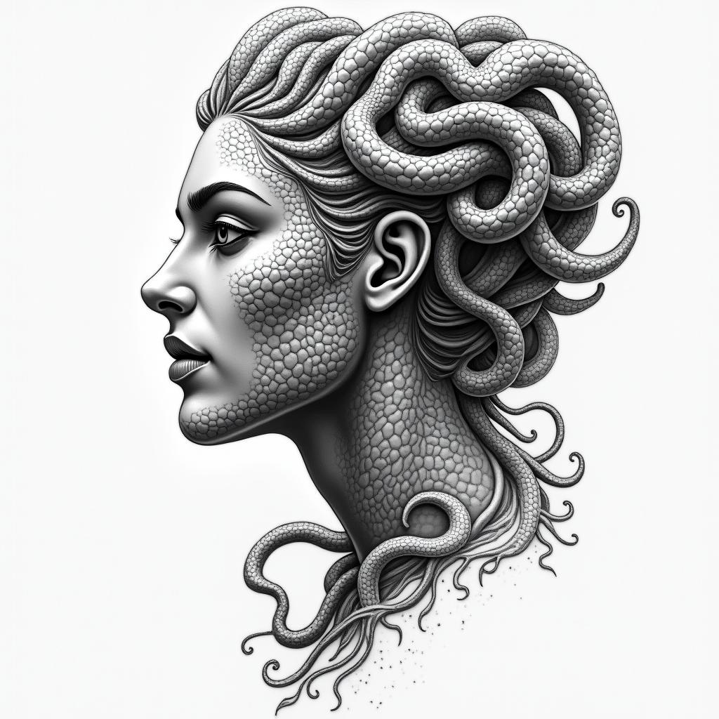 medusahigly detailed tattoo - Variation 4