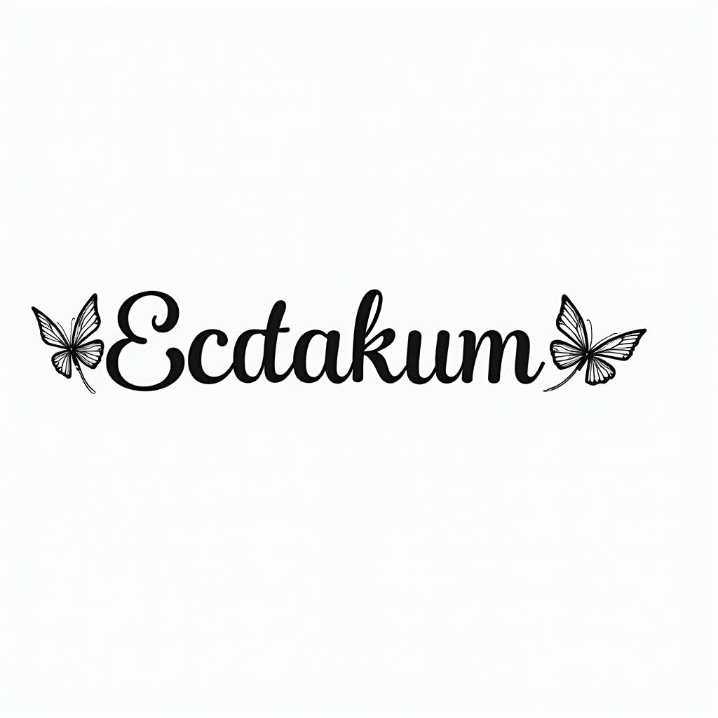 E, flowers and butterfliesminimalist text-based tattoo, Monospace font ultra-realistic, perfectly placed, high-quality font design, photo-realistic shading, 8k, high quality, finely detailed typograph