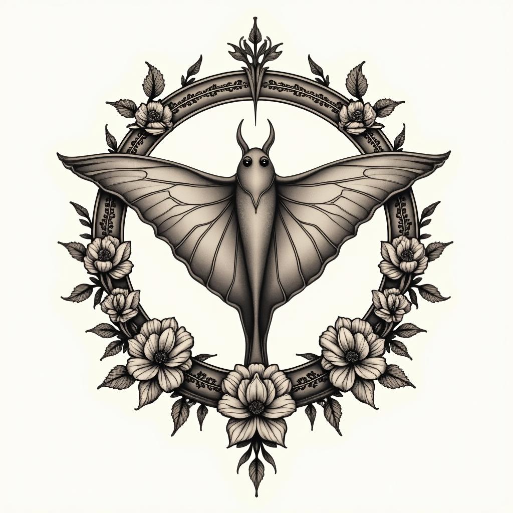 Manta ray zodiac sign LEOin victorian style tattoo, featuring vintage and elegant elements, ornate frames, roses, antique, sepia-toned color scheme