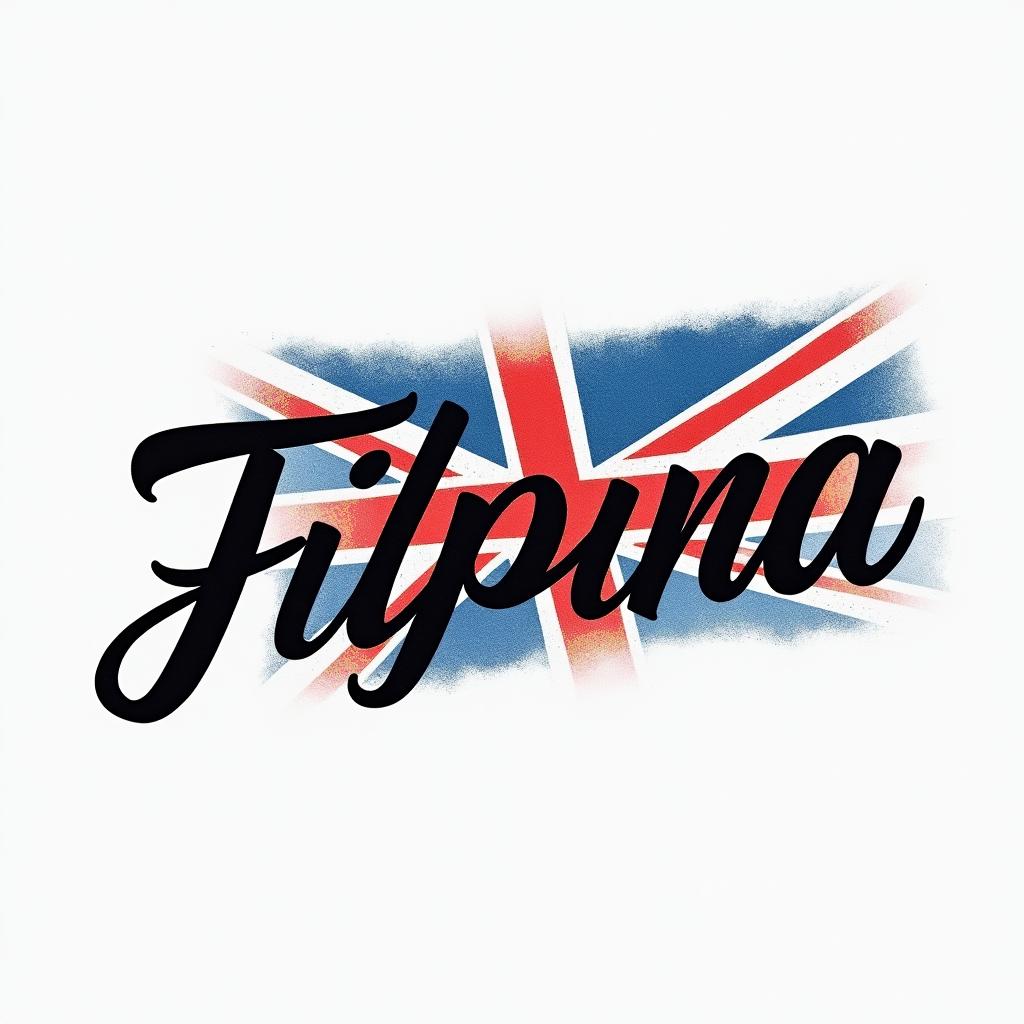 Filipino flag and great Britain flag combinationstext-based tattoo, japanese font ultra-realistic, perfectly placed, high-quality font design, photo-realistic shading, 8k, high quality, finely detailed typograph - Variation 22