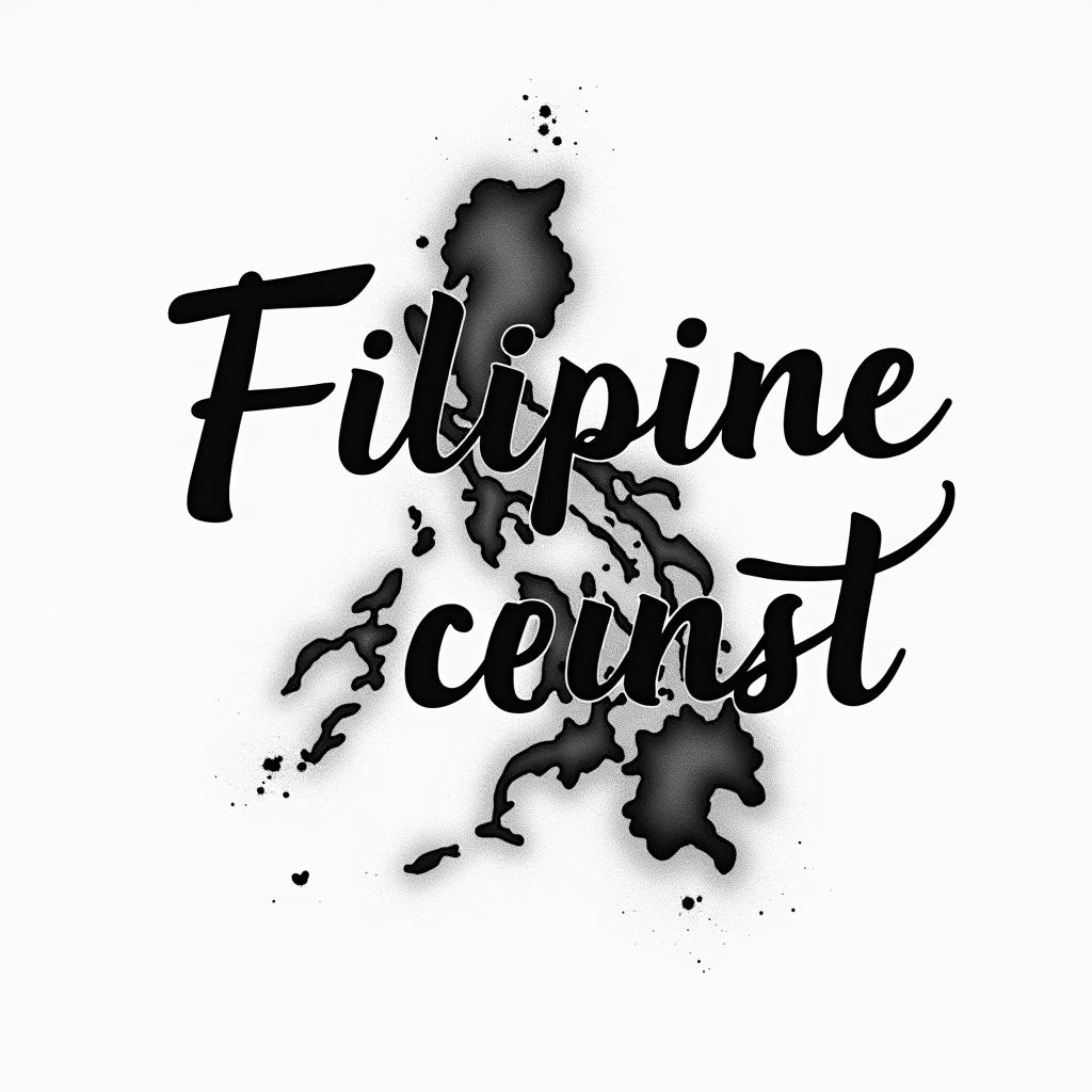 Filipino flag and great Britain flag combinationstext-based tattoo, japanese font ultra-realistic, perfectly placed, high-quality font design, photo-realistic shading, 8k, high quality, finely detailed typograph - Variation 23
