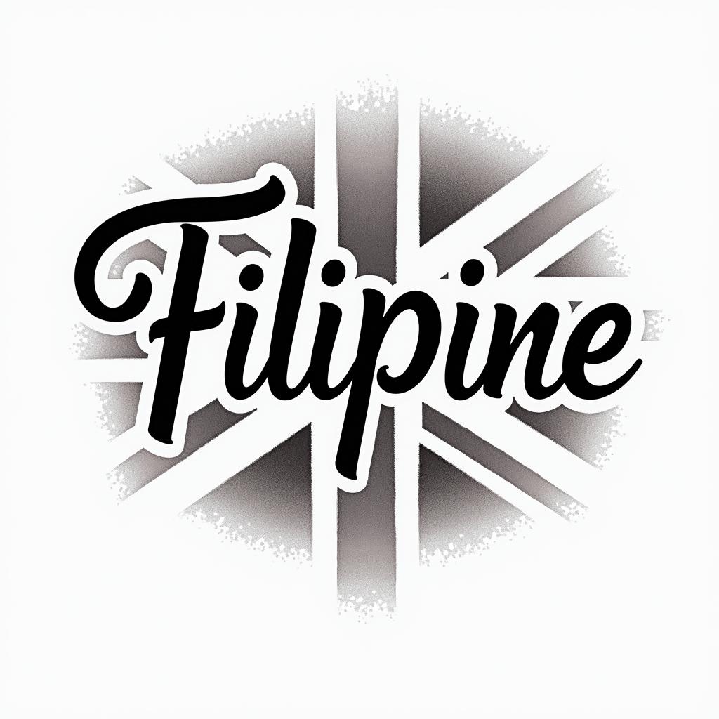 Filipino flag and great Britain flag combinationstext-based tattoo, japanese font ultra-realistic, perfectly placed, high-quality font design, photo-realistic shading, 8k, high quality, finely detailed typograph - Variation 9