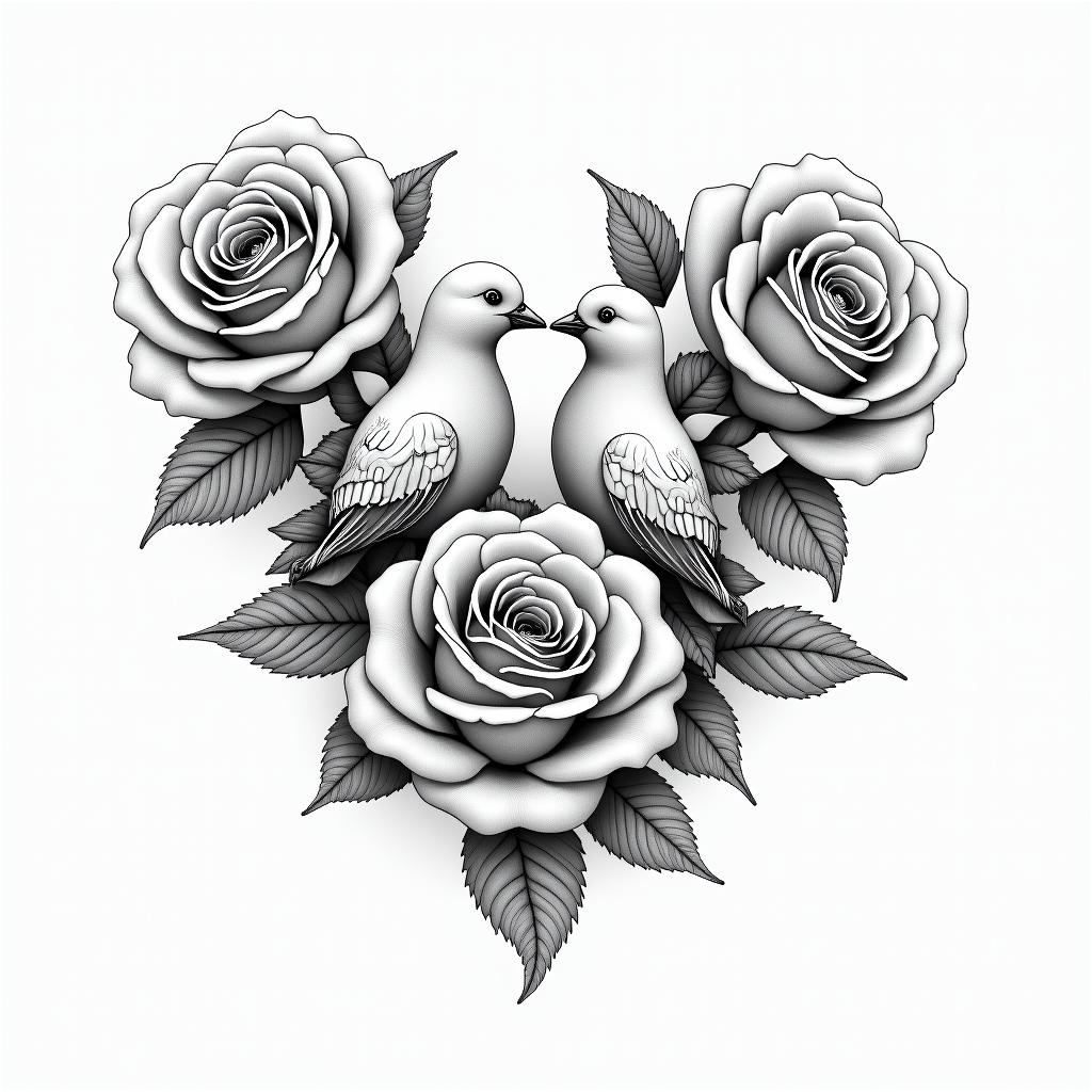 Roses Dove Danielle Heartshigly detailed tattoo