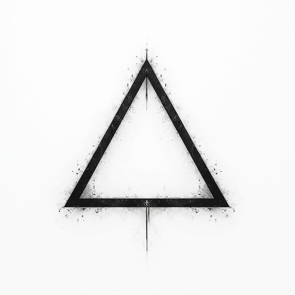 Simple triangle with a line throughhigly detailed tattoo - Variation 3