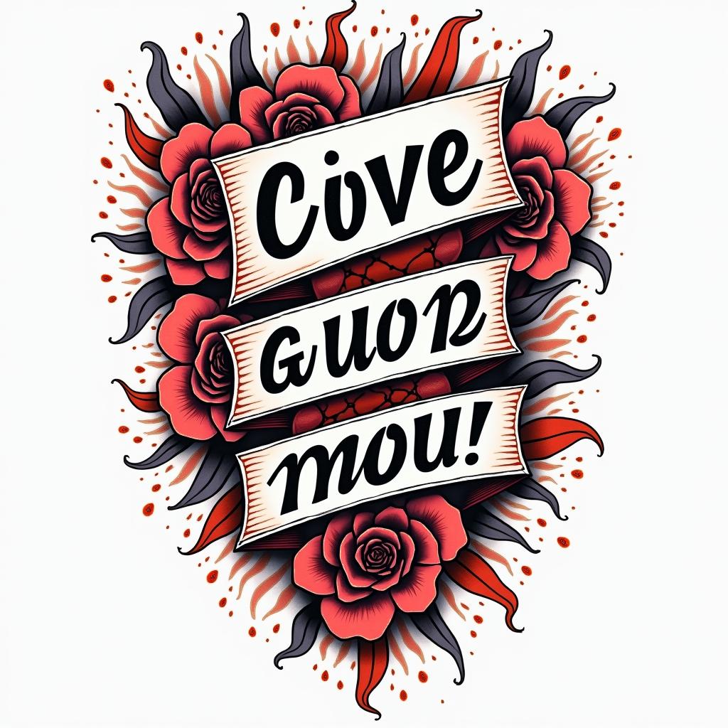 It is a good scriptin pop art style tattoo, featuring bold and vibrant colors, exaggerated outlines, iconic imagery, inspired by comic books and speech bubbles, comic book characters, retro pop culture
