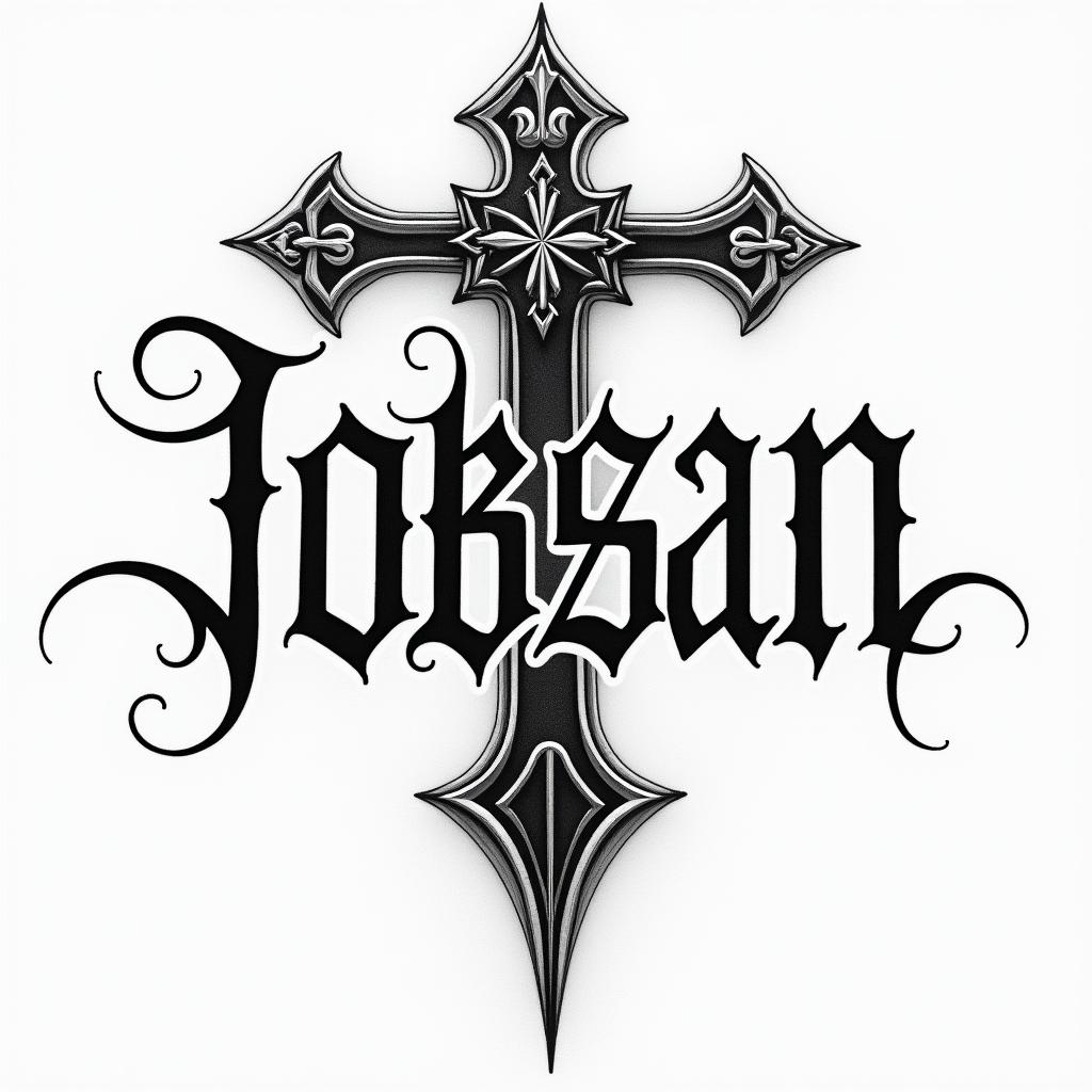 Jobsontext-based tattoo, gothic font ultra-realistic, perfectly placed, high-quality font design, photo-realistic shading, 8k, high quality, finely detailed typography - Variation 2