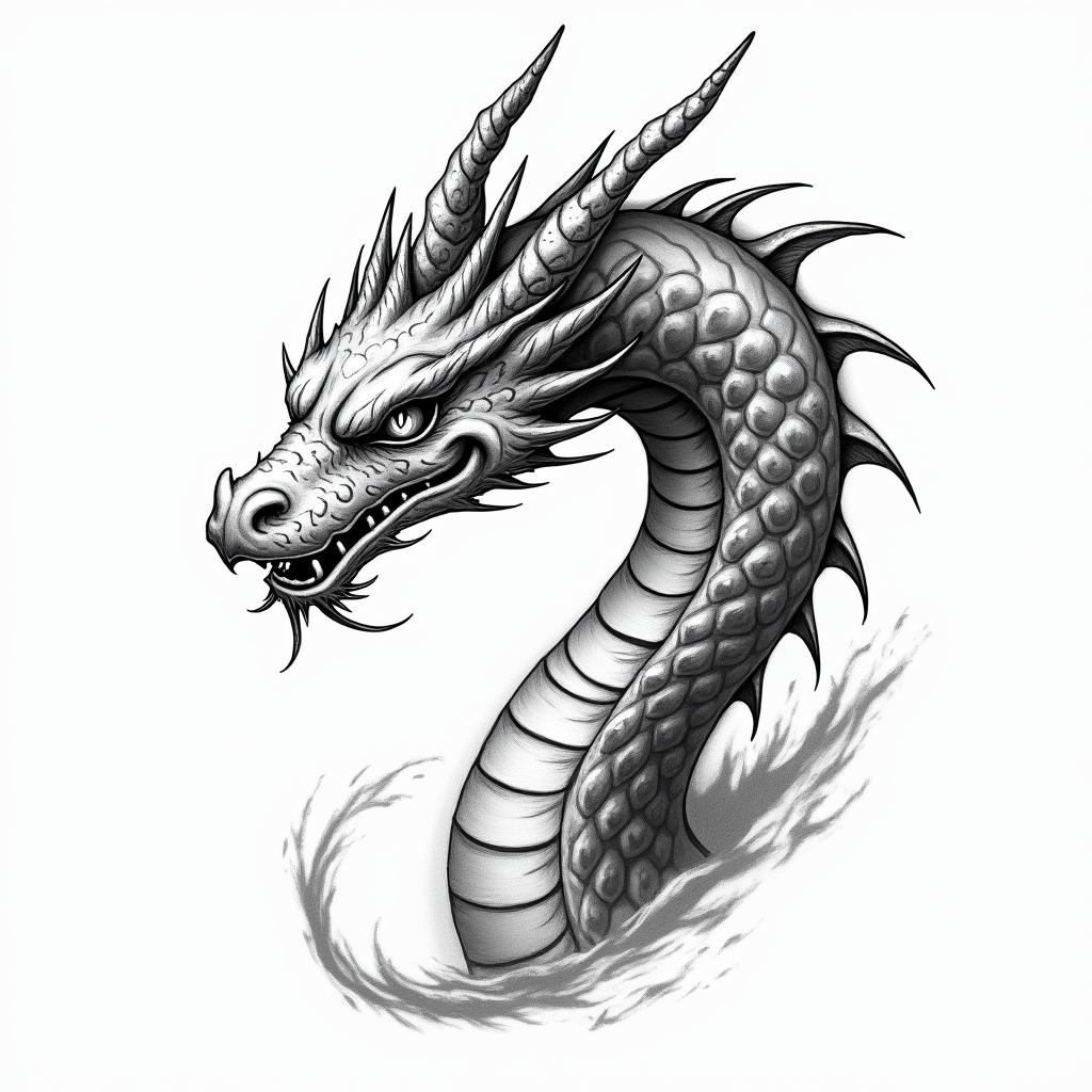 Rayquazain japanese style tattoo, detailed tattoo, traditional japanese culture tattoo, mythology, 8k - Variation 4