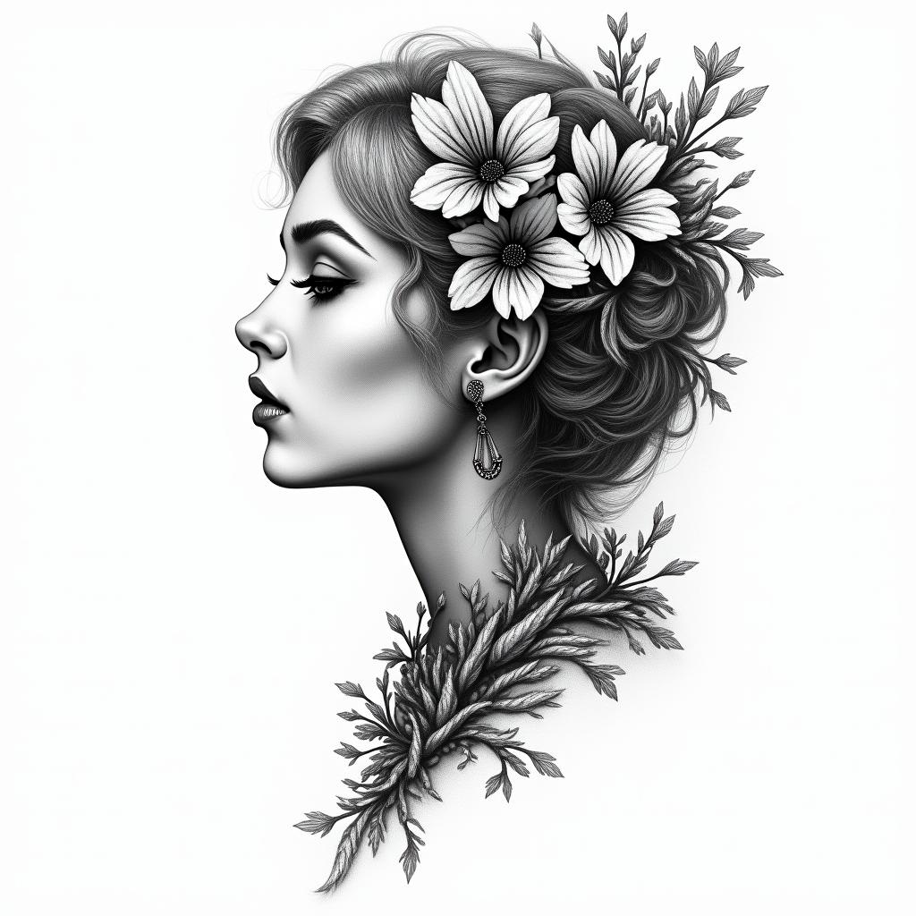 Wisteria Blume, wild in farbein new school tattoo, pop culture, modern, detailed tattoo, illustrative