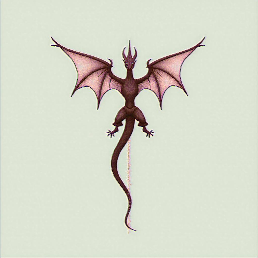 Rayquazain minimalist style tattoo, featuring simple shapes and fine lines, with minimal shading and details, tiny triangles, creating a sense of balance and harmony - Variation 4