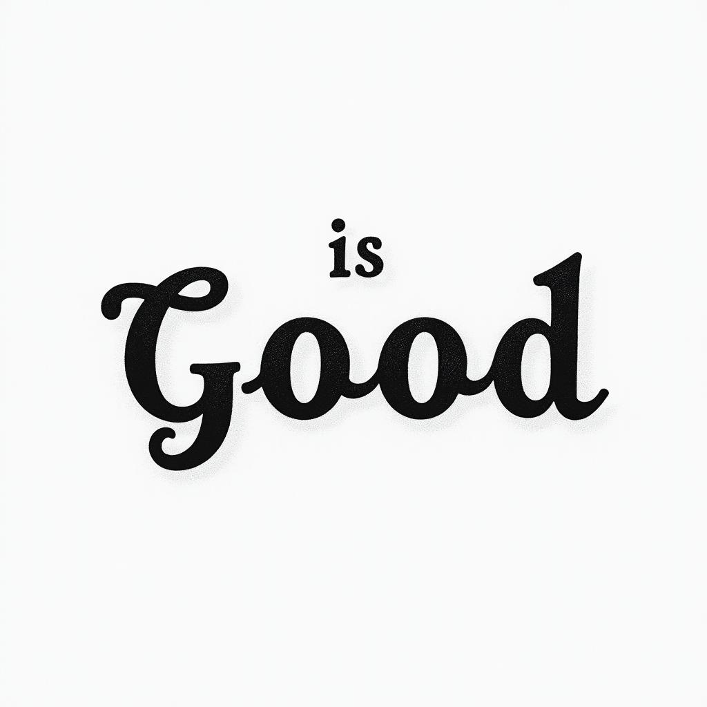 It is good.minimalist text-based tattoo, Monospace font ultra-realistic, perfectly placed, high-quality font design, photo-realistic shading, 8k, high quality, finely detailed typograph