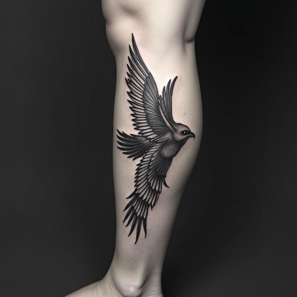Wing, bracelet, on anklein authentic tattoo style, incorporating traditional modifications, bold black outlines, solid color fills, featuring classic authentic elements
