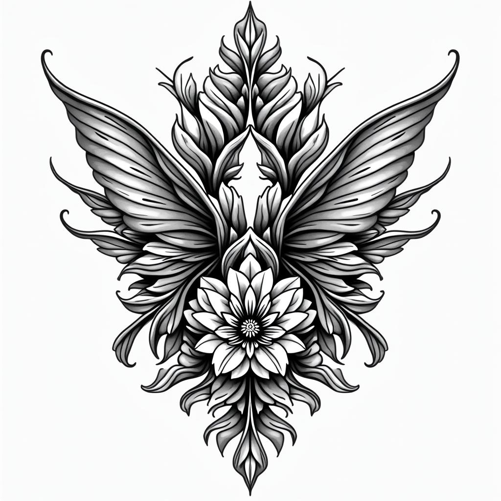 Success, willpower, anger, divorcein ornamental tattoo style, featuring intricate symmetrical patterns and floral designs, showcasing highly detailed line work and geometric shapes, creating a sense of elegance and balance - Variation 2