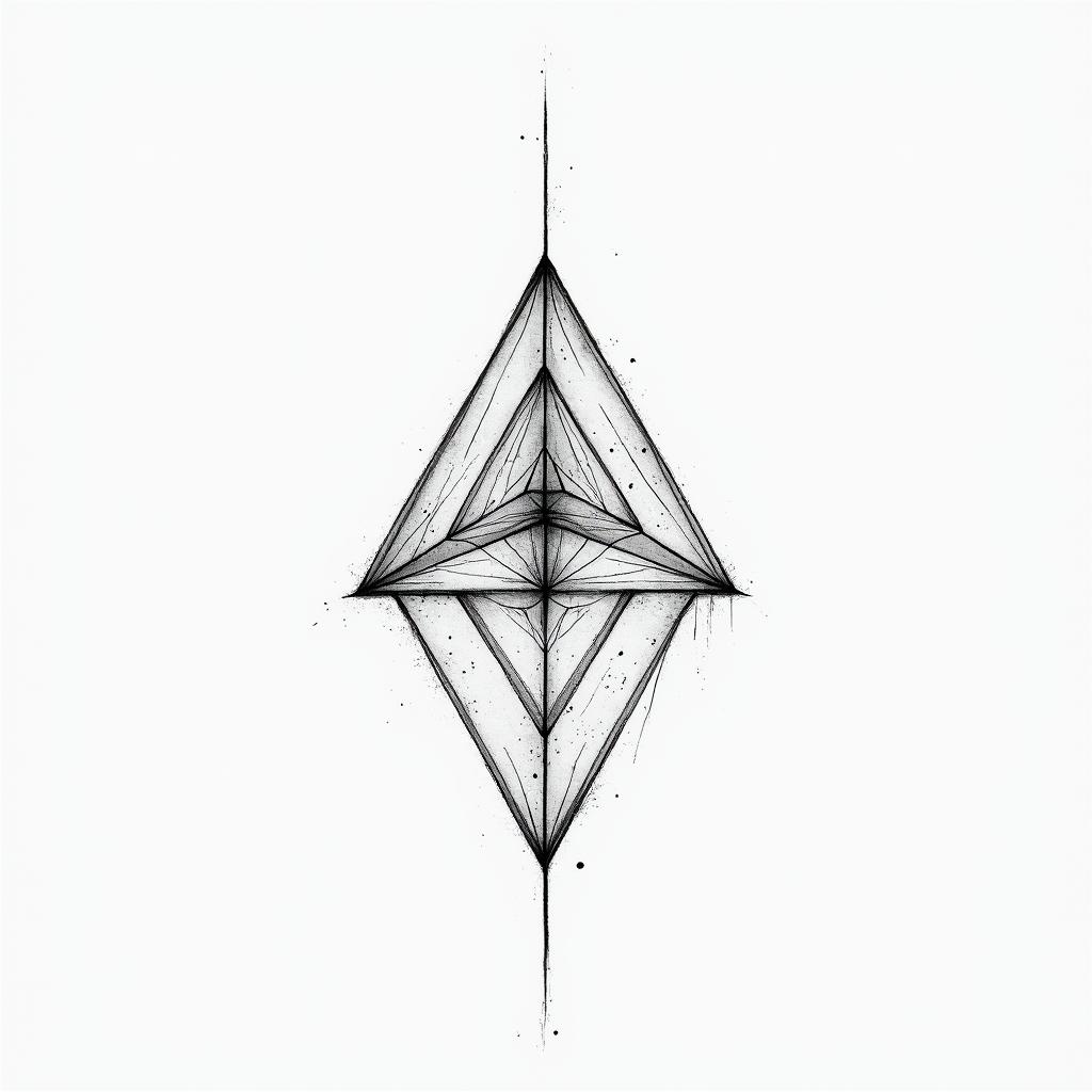 I have proverbs 14:23 on one side of my chest and want to get some cool patterns around itin minimalist style tattoo, featuring simple shapes and fine lines, with minimal shading and details, tiny triangles, creating a sense of balance and harmony - Variation 2