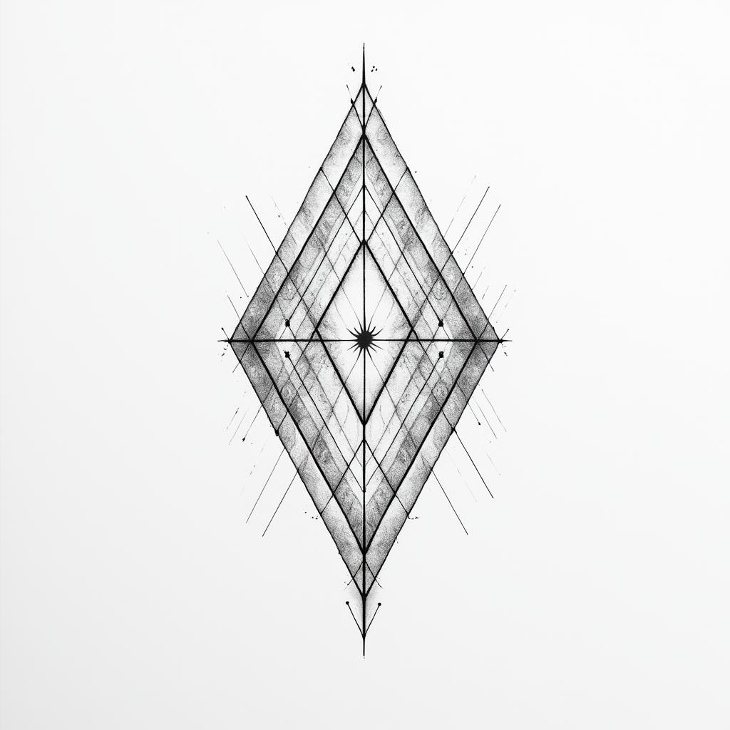 I have proverbs 14:23 on one side of my chest and want to get some cool patterns around itin minimalist style tattoo, featuring simple shapes and fine lines, with minimal shading and details, tiny triangles, creating a sense of balance and harmony - Variation 4