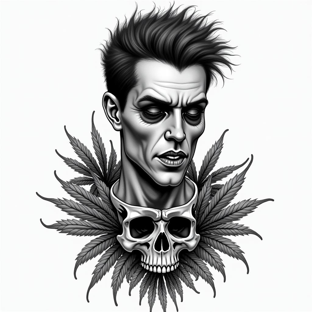 ROLANDO PRADO SIFUENTES March 20, 1999, a man who likes marijuana and skulls.higly detailed tattoo