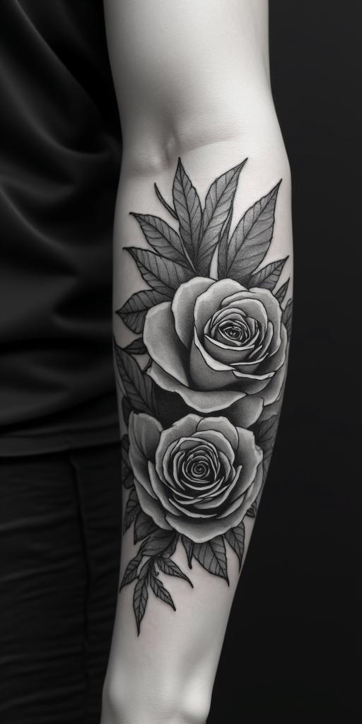 Famiglia with two money roseshigly detailed tattoo