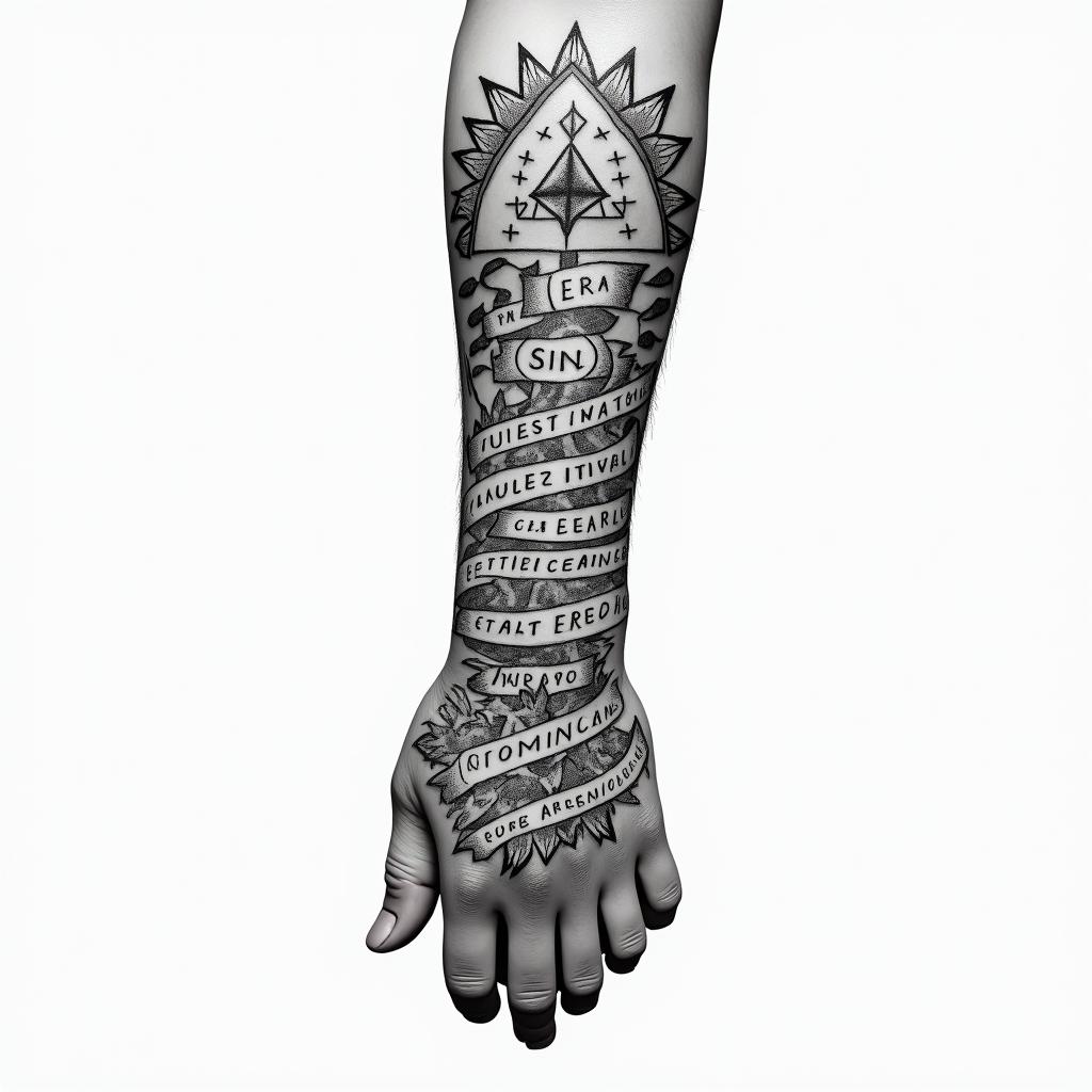 Design a 444 vertical wrist tattoo for a woman with words that have a meaning to the 444.higly detailed tattoo