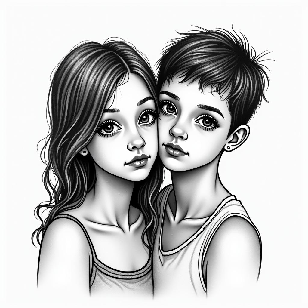 Teen mom of two boysin authentic tattoo style, incorporating traditional modifications, bold black outlines, solid color fills, featuring classic authentic elements