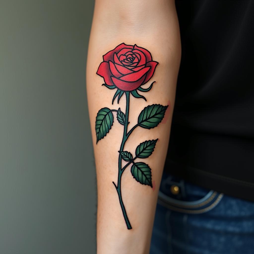 Rose mit namehigly detailed tattoo