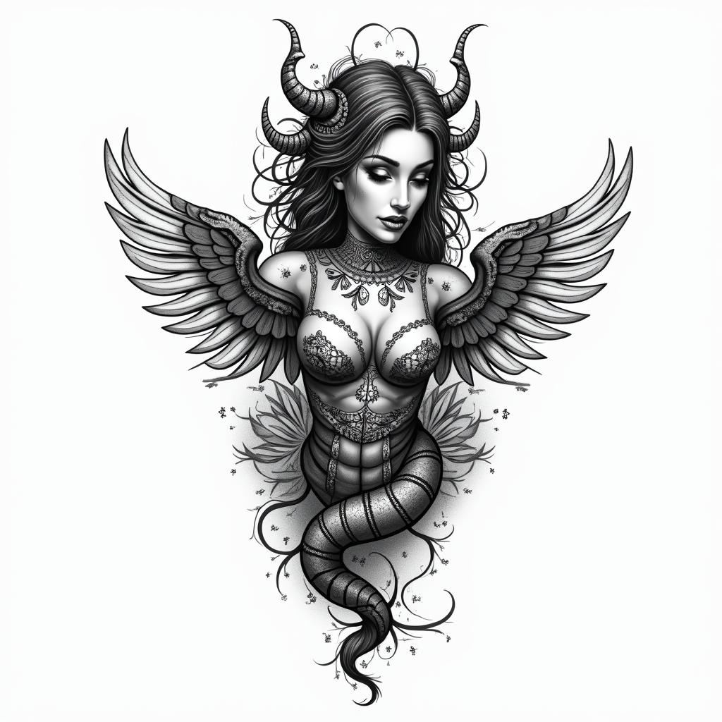 Kendriana, Scorpio, Hahirain bohemian style tattoo, 8k - Variation 4