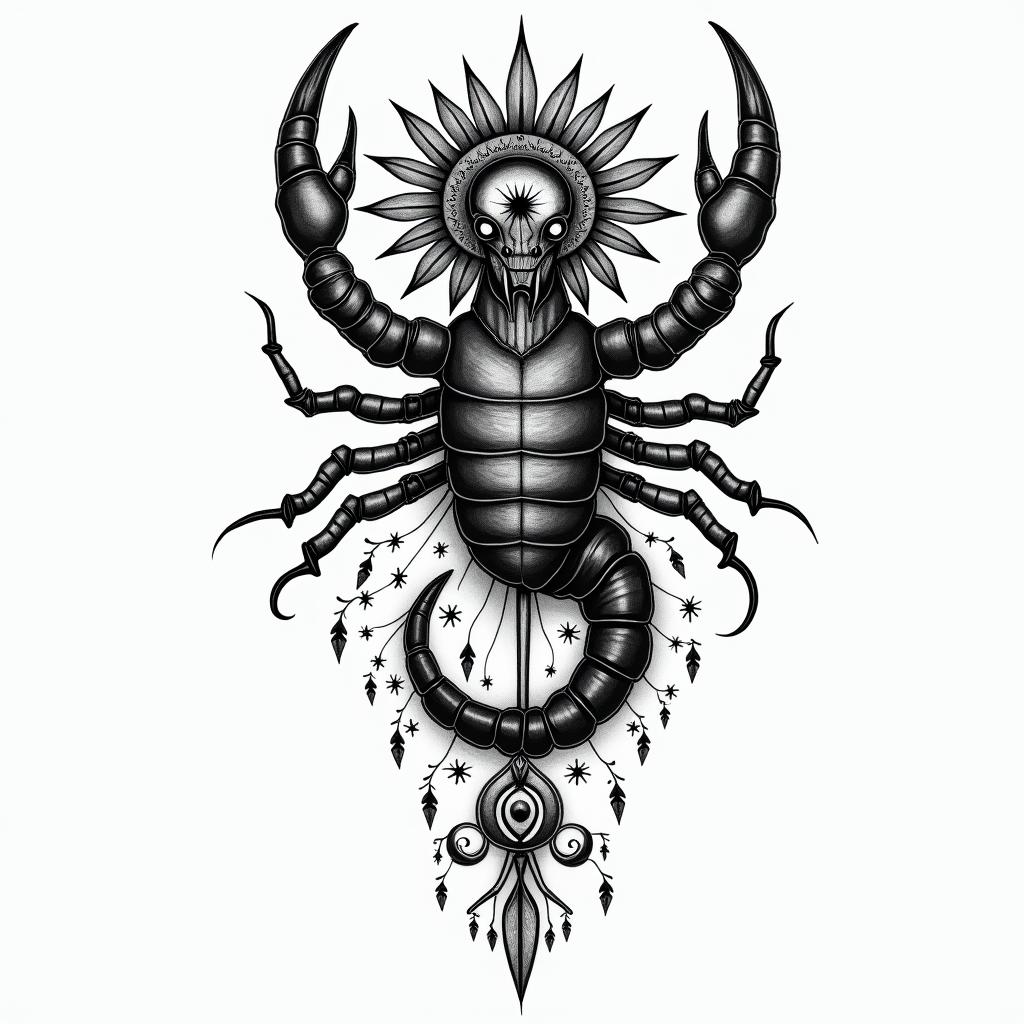 Kendriana, Scorpio, Hahirain bohemian style tattoo, 8k