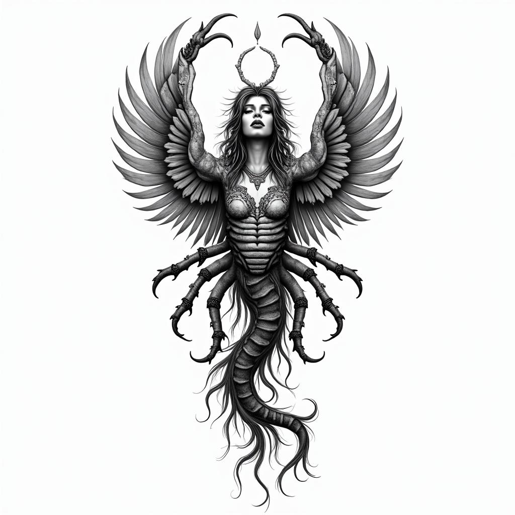 Kendriana, Scorpio, Hahirain bohemian style tattoo, 8k - Variation 3
