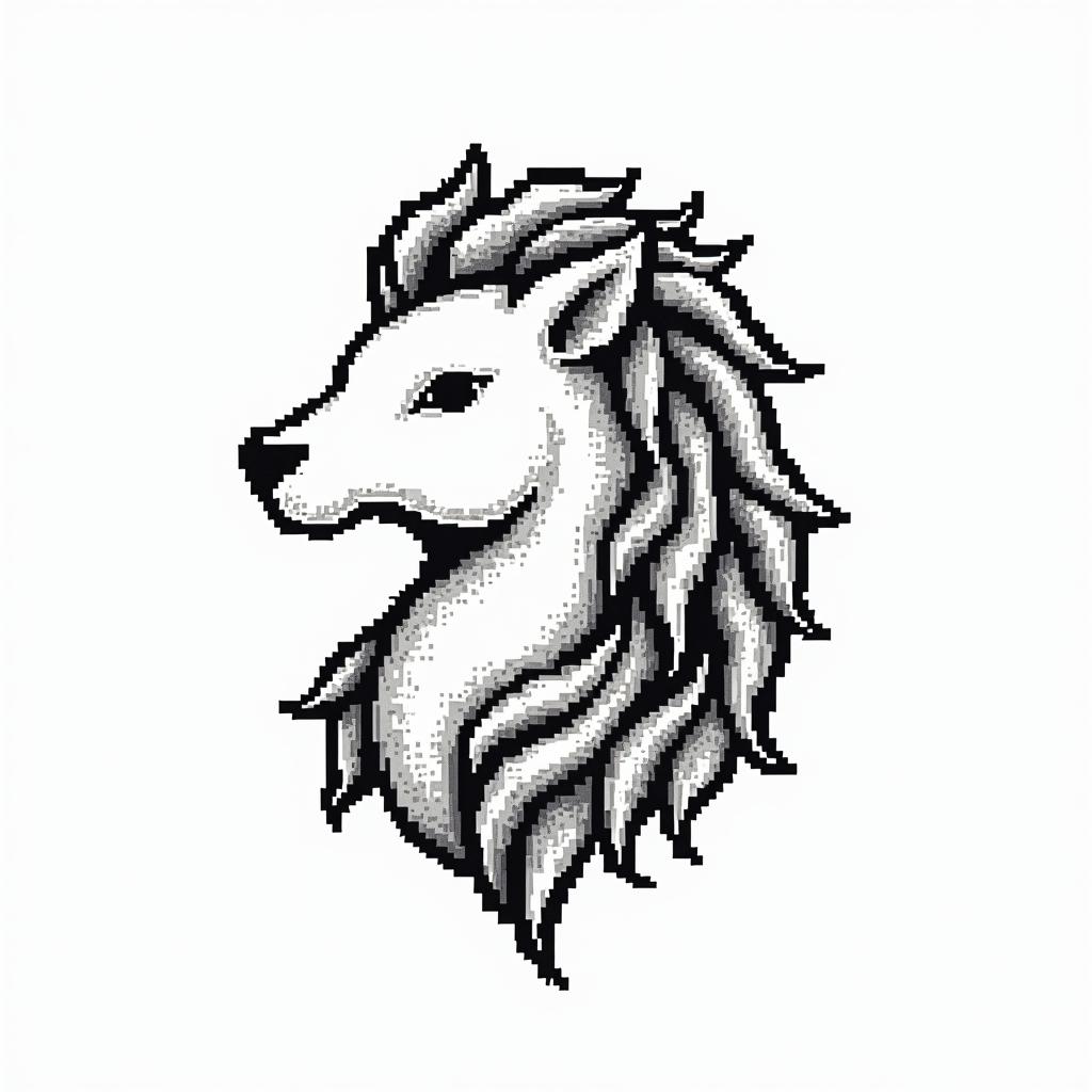 Leo sign, born in Caracasin 8-bit tattoo style, minimalistic pixel style tattoo, pixel art with simplified shapes and retro gaming visuals, inspired by 8-bit pixel based detailing