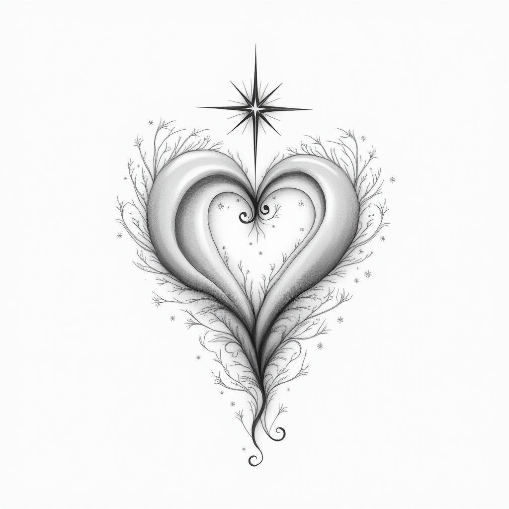 Sparkle princess minimalin Modest style tattoo, featuring soft, delicate line work with simple and meaningful symbols, gentle waves, a heart, evoking a sense of serenity and grace, - Variation 3