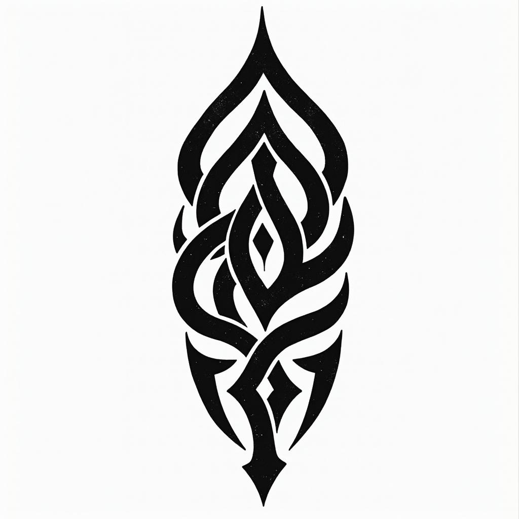 Musterin tribal tattoo style, featuring bold and black geometric shapes, curved lines, intertwine and flow seamlessly, creating a powerful and symbolic design, polynesian and maori styles - Variation 4