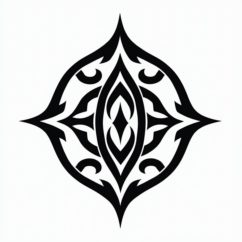 Musterin tribal tattoo style, featuring bold and black geometric shapes, curved lines, intertwine and flow seamlessly, creating a powerful and symbolic design, polynesian and maori styles - Variation 3