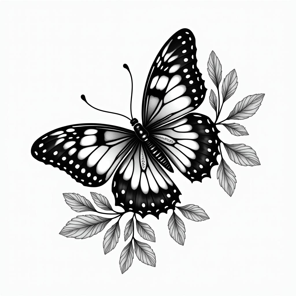 Blume Schmetterling Sonnein bohemian style tattoo, 8k - Variation 4