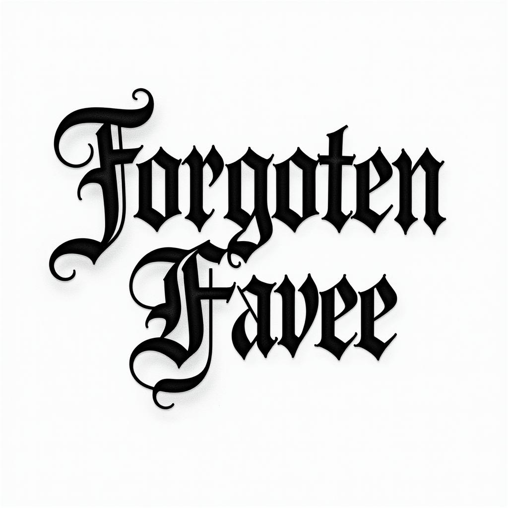 Forgotten gravetext-based tattoo, gothic font ultra-realistic, perfectly placed, high-quality font design, photo-realistic shading, 8k, high quality, finely detailed typography - Variation 2