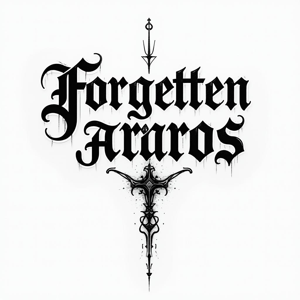 Forgotten gravetext-based tattoo, gothic font ultra-realistic, perfectly placed, high-quality font design, photo-realistic shading, 8k, high quality, finely detailed typography - Variation 3