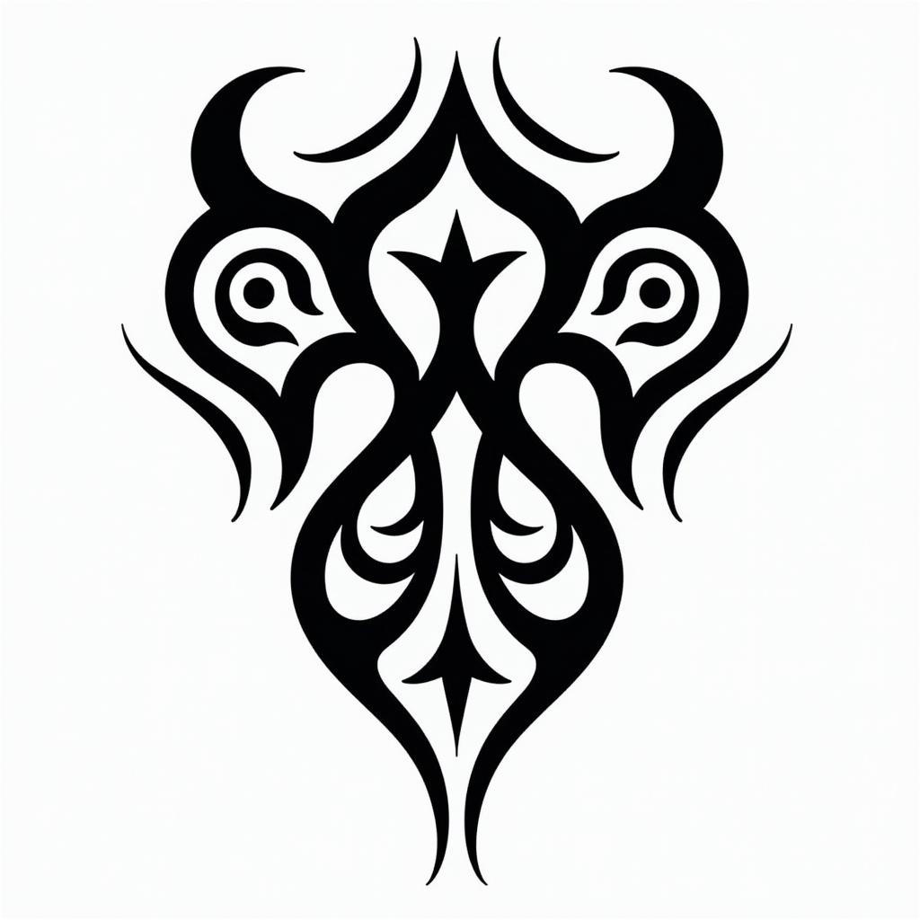 Kaw musicin tribal tattoo style, featuring bold and black geometric shapes, curved lines, intertwine and flow seamlessly, creating a powerful and symbolic design, polynesian and maori styles - Variation 3