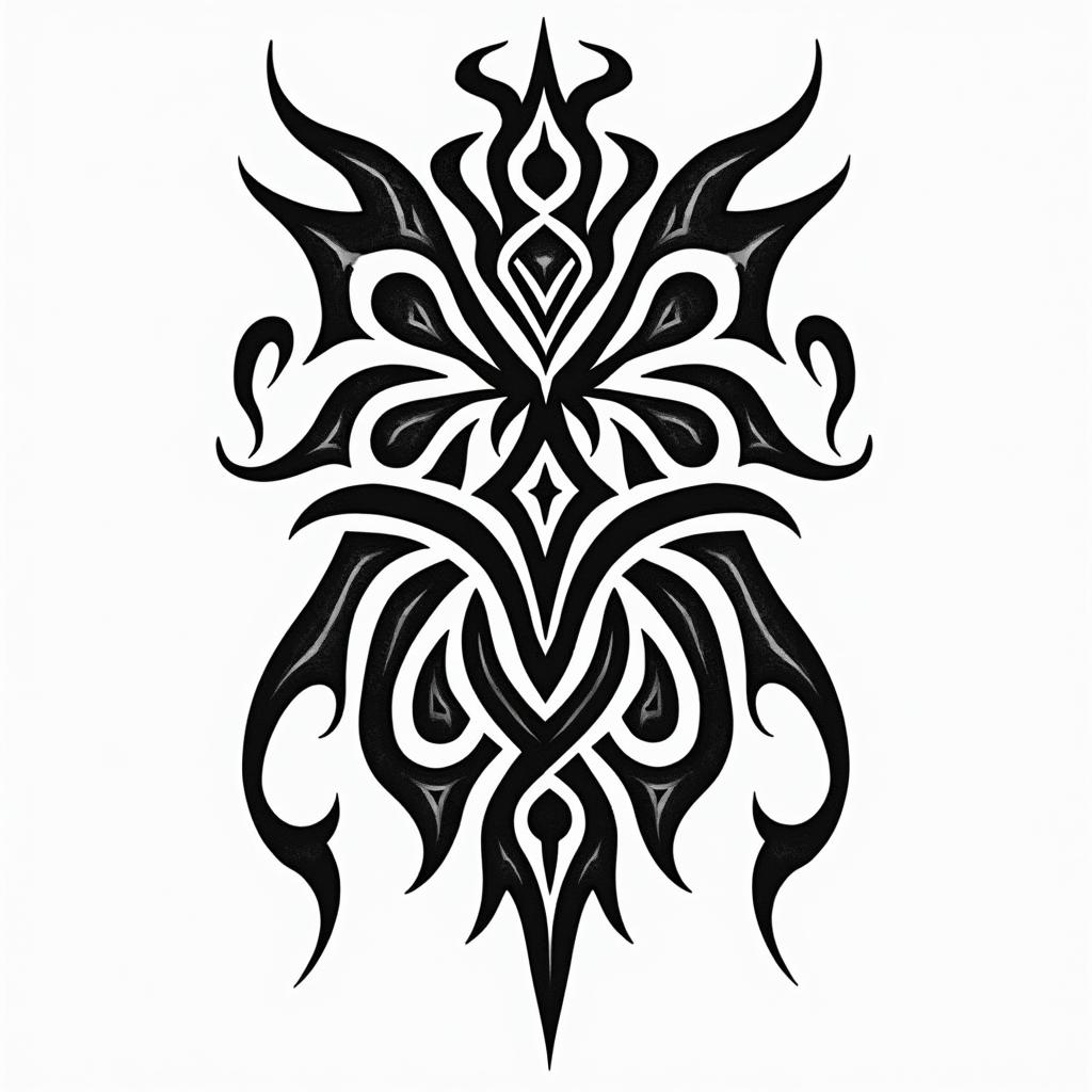 Kaw musicin tribal tattoo style, featuring bold and black geometric shapes, curved lines, intertwine and flow seamlessly, creating a powerful and symbolic design, polynesian and maori styles