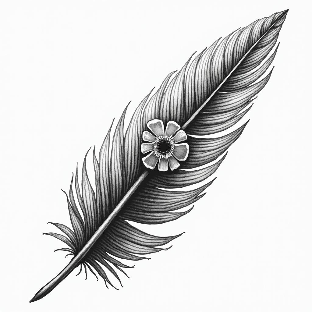 Memento mori memento vivire, 1985, on a featherhigly detailed tattoo - Variation 3
