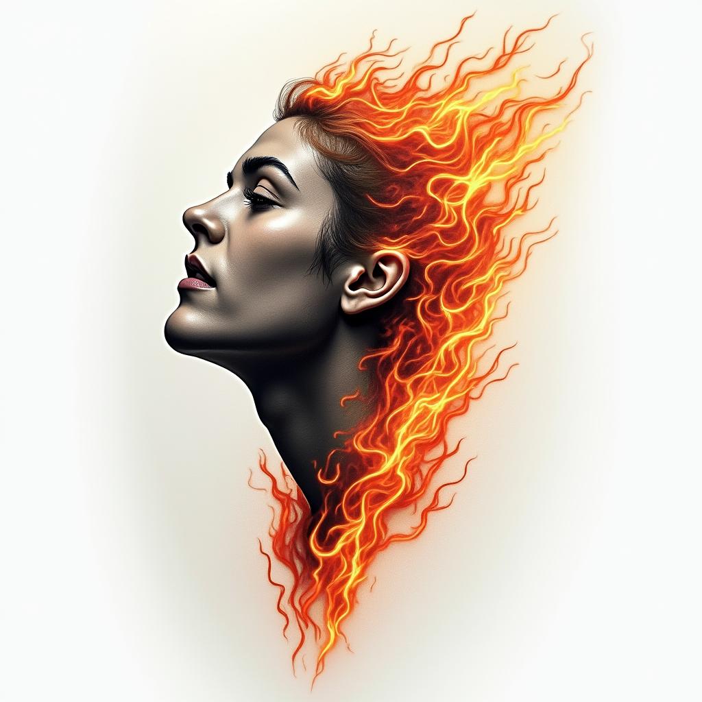Dedication, Determination, Disciplinein flame tattoo style showcasing fiery elements with dynamic flame patterns, glowing effect of flames, natural colors - Variation 2