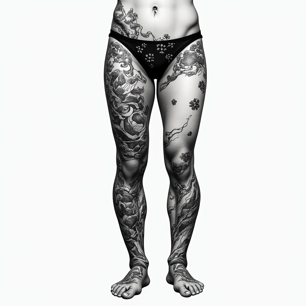 My name is BETE RENAUD, Use my name. Allude to modernity and God. It's a tattoo on the calf.in japanese style tattoo, detailed tattoo, traditional japanese culture tattoo, mythology, 8k - Variation 2